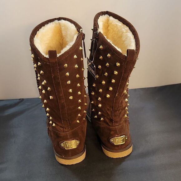 BRAND NEW SHIEKH WOMEN'S FLAT STUDDED BOOT URBAN STUDS - Picture 6 of 13
